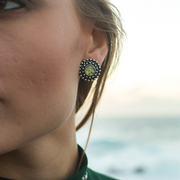 Round peridot clip earring